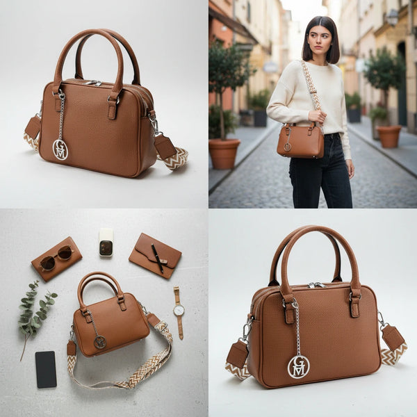 La Vastedda - Borsa a bauletto  firmata GYOIAMEA a mano tracolla casual simil pelle martellata venata
