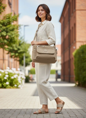 Borsa donna nuova sportiva passeggio 6 tasche nylon impermeabile tracolla postina moda platta