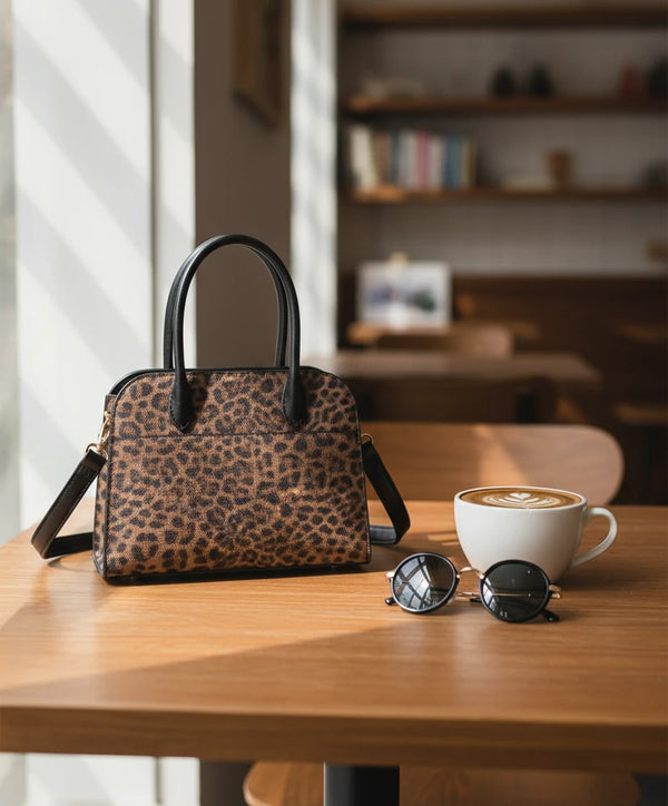 Borsa firmata COCONUDA tote borsetta rigida simil pelle fantasia animalier TRACOLLA