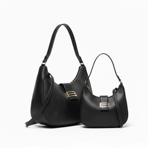 CHARRO - Borsa spalla mezzaluna + borsetta OMAGGIO simil pelle hobo capiente monomanico