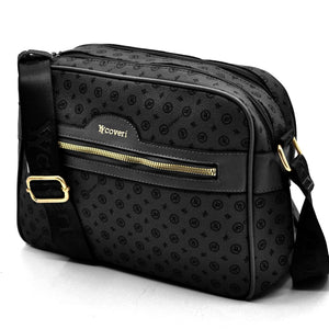 Borsa Firmata YYCOVERI multi tasche new nera Donna fantasia logo Zip Tracolla