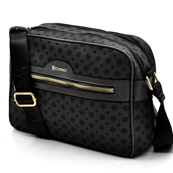 Borsa Firmata YYCOVERI multi tasche new nera Donna fantasia logo Zip Tracolla