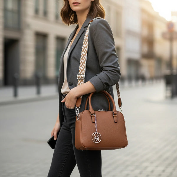 La Vastedda - Borsa a bauletto  firmata GYOIAMEA a mano tracolla casual simil pelle martellata venata