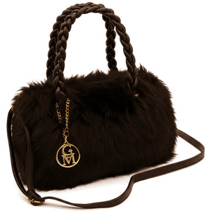 La Melinda- Borsa firmata Gyoiamea in eco pelliccia morbida teddy pelo manici intrecciati