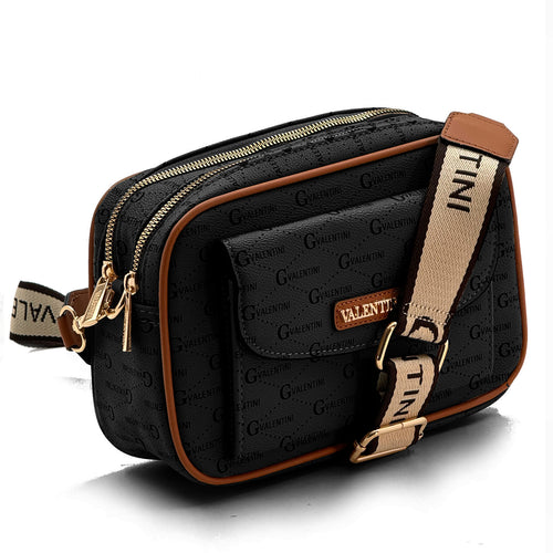 Borsa firmata G. Valentini donna tracolla fantasia scritte colorata tasche moda