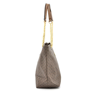 Borsa a spalla shopping manici a catena tasche Briciole Firenze grande donna fantasia beige