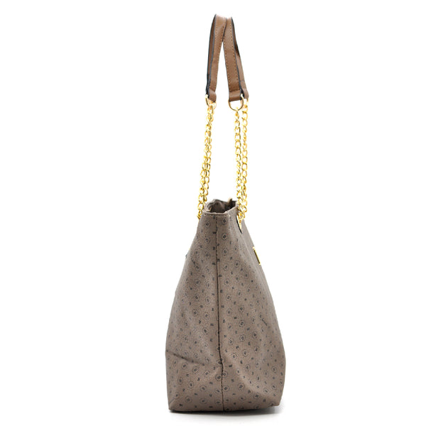 Borsa a spalla shopping manici a catena tasche Briciole Firenze grande donna fantasia beige