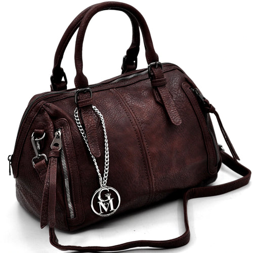 L'ARRACINA - Borsa a bauletto  firmata GYOIAMEA a mano tracolla casual simil pelle martellata venata