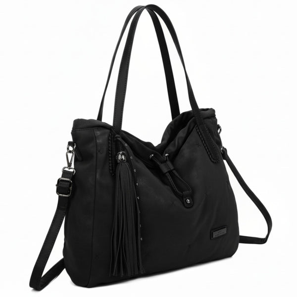 CHARRO - Borsa 2in1 trasformabile similpelle camoscio velluto morbida a sacco hobo capiente unica tinta nuovo