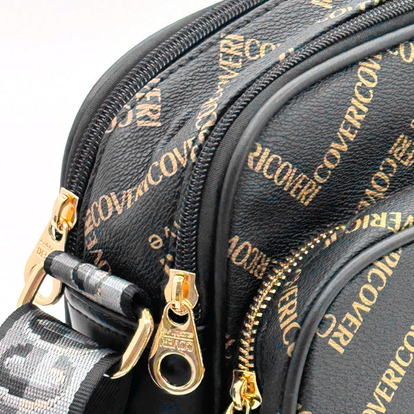 Borsa piccola molte tasche tracolla firmata COVERI ACTIVE in simil pelle pregiata zip fantasia logata originale