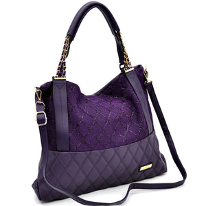 CHARRO - Borsa morbida a sacco hobo capiente unica tinta nuovo shopping manici a catena trapuntata