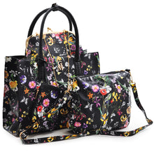 Carica l&#39;immagine nel visualizzatore di Gallery, borsa set 4 pezzi fantasia fiorata GM milano shopping moda spalla donna tracolla