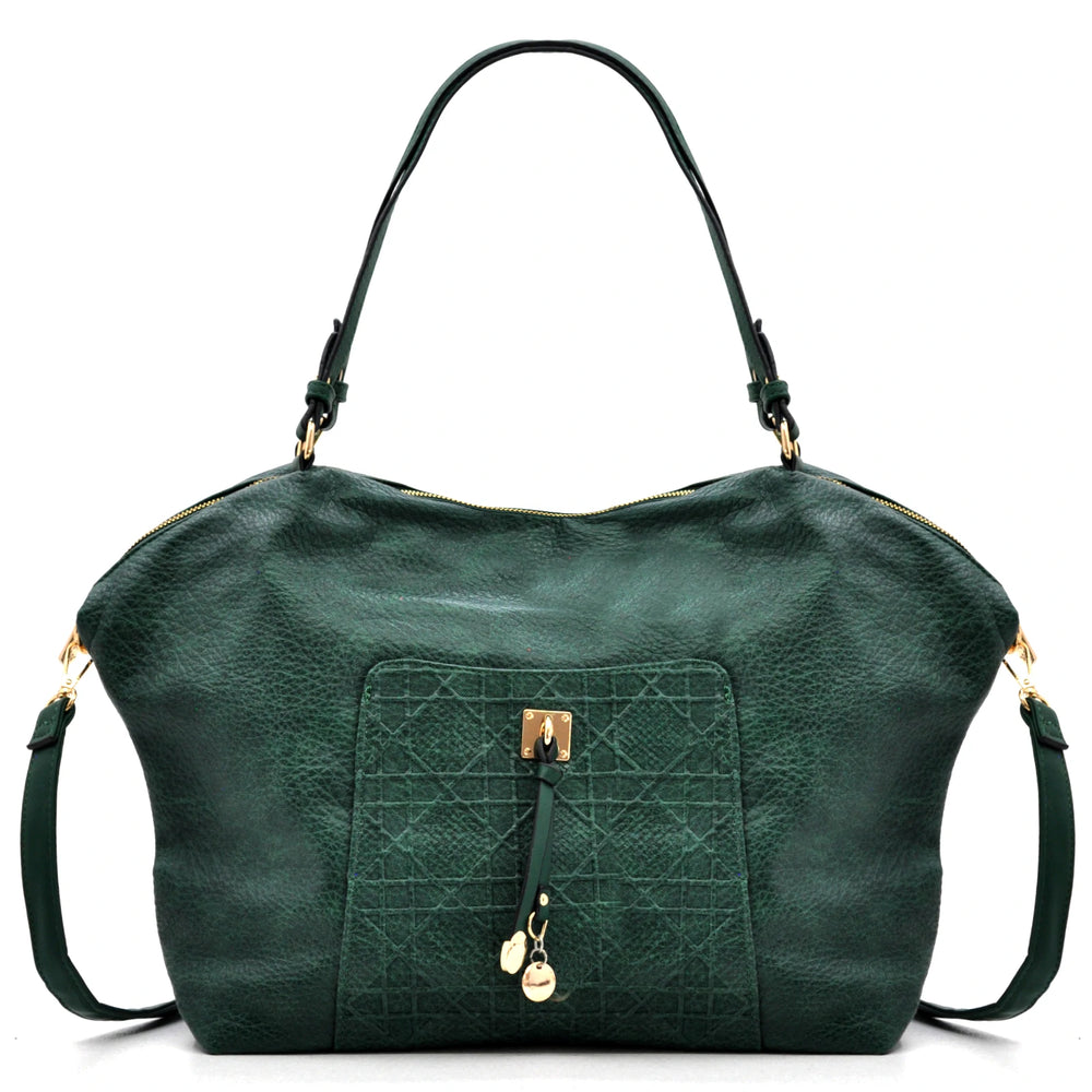CHARRO - Borsa firmata in simil pelle ricamata trapuntata shopping capiente grande tracolla spalla