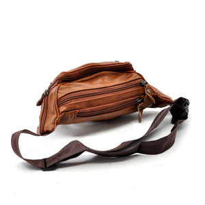Marsupio a vita / mono spalla vera pelle 6 tasche con zip cintura regolabile