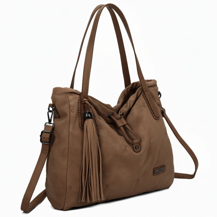 CHARRO - Borsa 2in1 trasformabile similpelle camoscio velluto morbida a sacco hobo capiente unica tinta nuovo