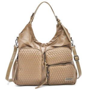 VALENTINI GINO - Borsa multitasche firmata giornaliera elegante 3 zip capiente sacco hobo spalla