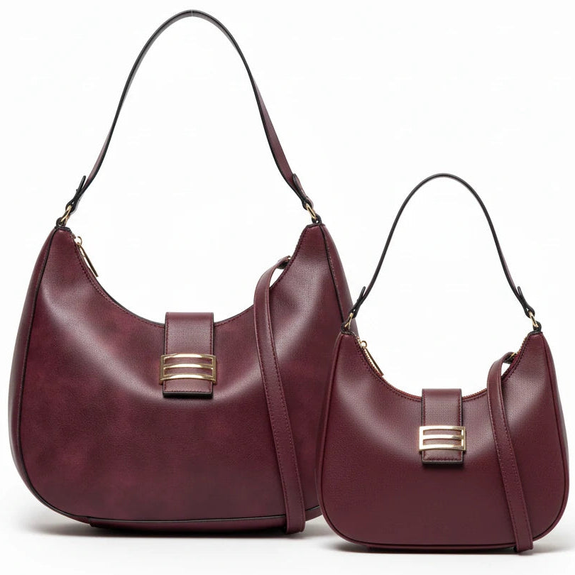 CHARRO - Borsa spalla mezzaluna + borsetta OMAGGIO simil pelle hobo capiente monomanico