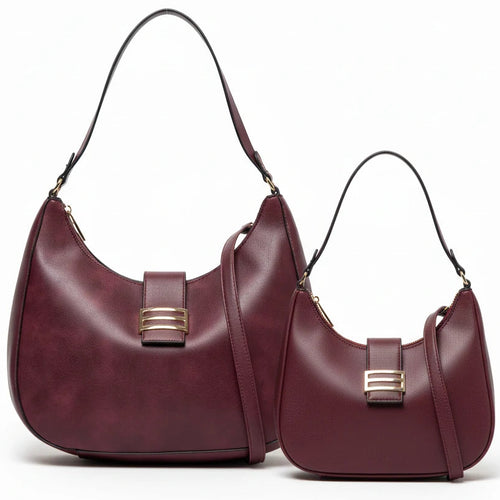 CHARRO - Borsa spalla mezzaluna + borsetta OMAGGIO simil pelle hobo capiente monomanico