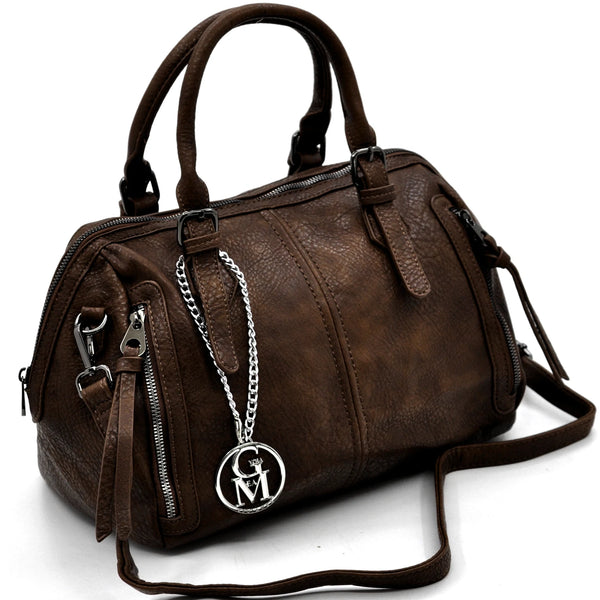 L'ARRACINA - Borsa a bauletto  firmata GYOIAMEA a mano tracolla casual simil pelle martellata venata