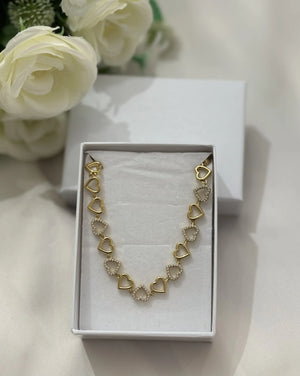 Girocollo Donna con Grande Cuore Brillante e Charms - Acciaio Inox - glitter