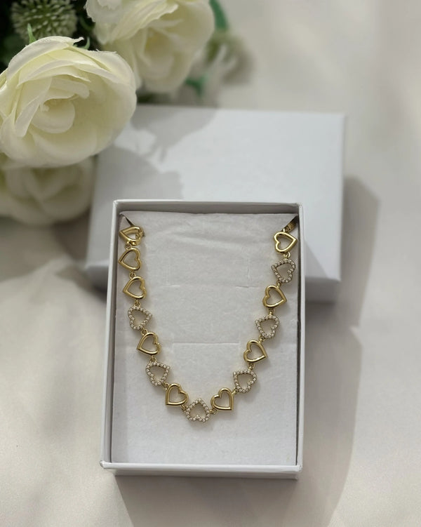 Girocollo Donna con Grande Cuore Brillante e Charms - Acciaio Inox - glitter