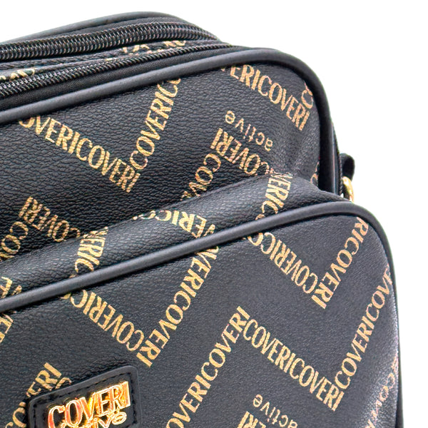 Borsa tracolla firmata COVERI ACTIVE in simil pelle pregiata tasche con cerniera fantasia logata originale toppe