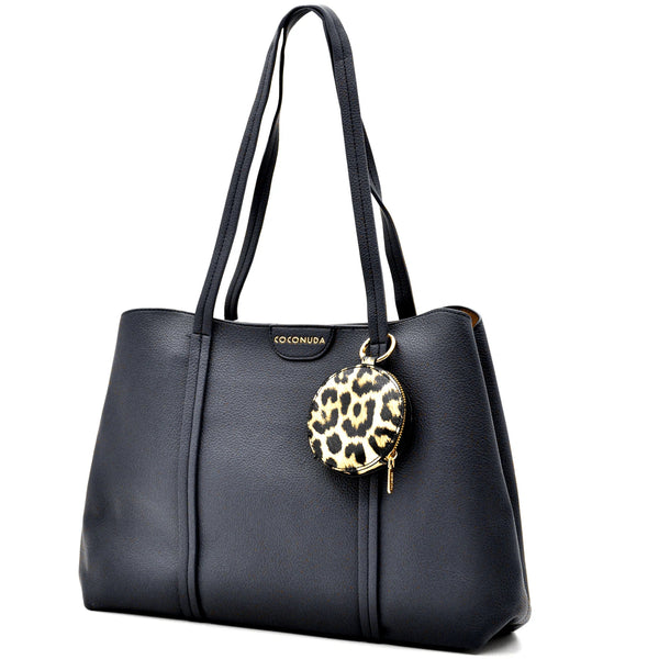 Borsa a tote bag shopping + portamonete omaggio firmata COCONUDA a tracolla elegante casual simil pelle martellata