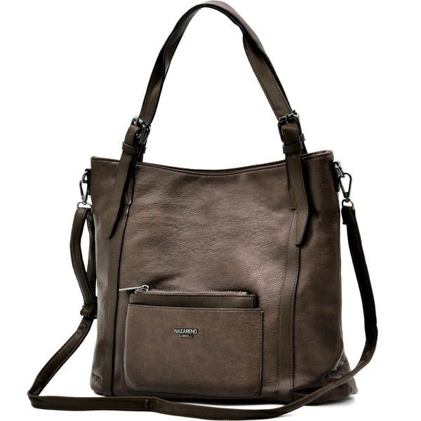 Borsa firmata Nazareno Gabirelli donna spalla shopping capiente simil pelle venata coconuda