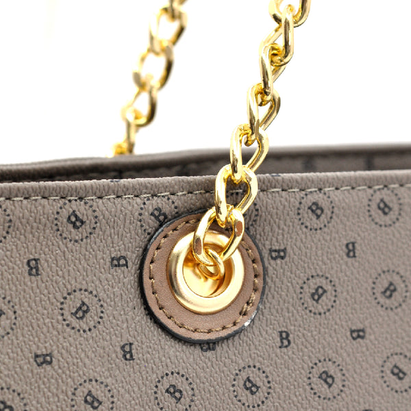 Borsa a spalla shopping manici a catena tasche Briciole Firenze grande donna fantasia beige