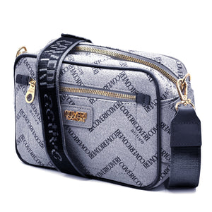 Borsa firmata Coveri active borsetta donna logo zip tracolla fantasia piccola