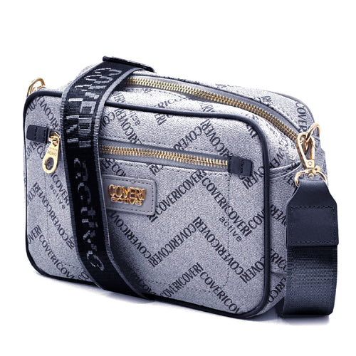 Borsa firmata Coveri active borsetta donna logo zip tracolla fantasia piccola
