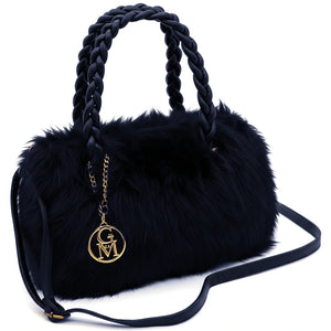 La Melinda- Borsa firmata Gyoiamea in eco pelliccia morbida teddy pelo manici intrecciati