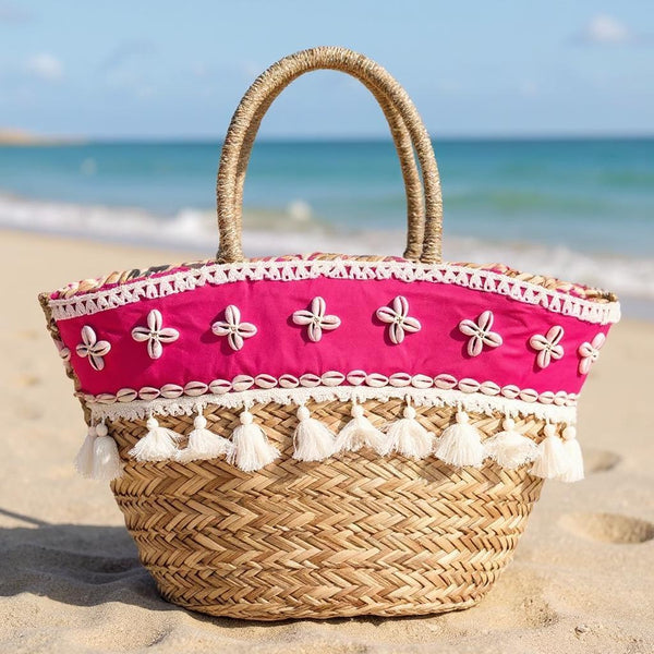 Onda – Borsa Coffa Donna in Paglia Naturale Traforata pizzo Grande Vimini Mare Spiaggia Palma Decorata