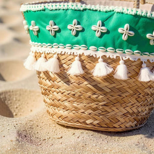 Onda – Borsa Coffa Donna in Paglia Naturale Traforata pizzo Grande Vimini Mare Spiaggia Palma Decorata