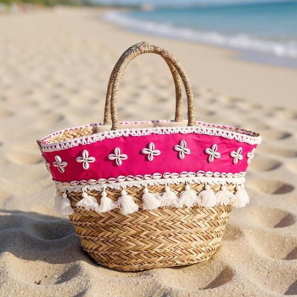 Onda – Borsa Coffa Donna in Paglia Naturale Traforata pizzo Grande Vimini Mare Spiaggia Palma Decorata