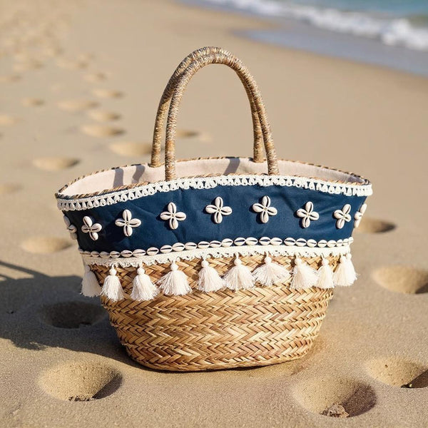 Onda – Borsa Coffa Donna in Paglia Naturale Traforata pizzo Grande Vimini Mare Spiaggia Palma Decorata