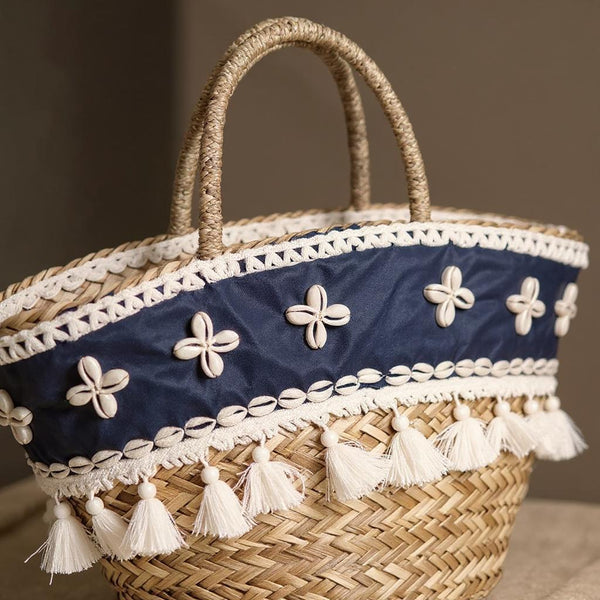Onda – Borsa Coffa Donna in Paglia Naturale Traforata pizzo Grande Vimini Mare Spiaggia Palma Decorata