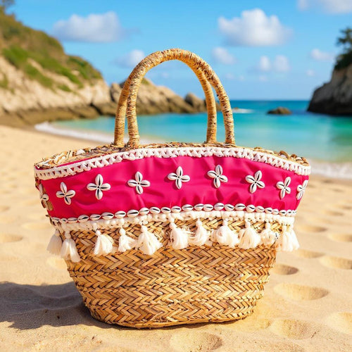 Onda – Borsa Coffa Donna in Paglia Naturale Traforata pizzo Grande Vimini Mare Spiaggia Palma Decorata