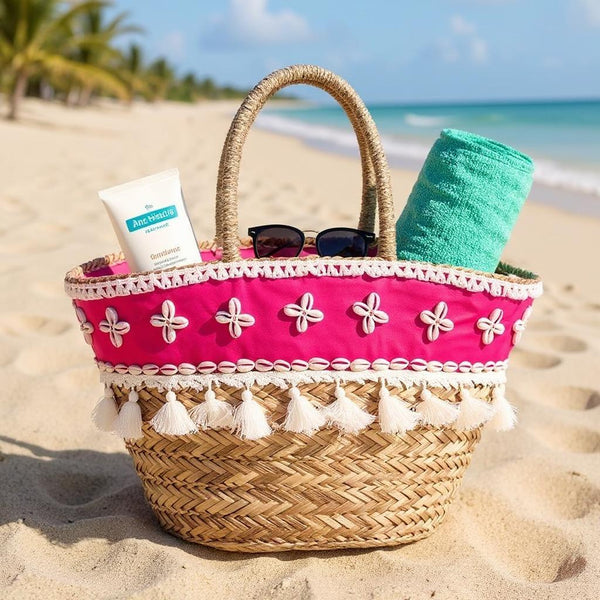 Onda – Borsa Coffa Donna in Paglia Naturale Traforata pizzo Grande Vimini Mare Spiaggia Palma Decorata