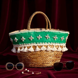 Onda – Borsa Coffa Donna in Paglia Naturale Traforata pizzo Grande Vimini Mare Spiaggia Palma Decorata
