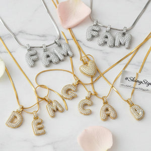 Solo Ciondolo Lettera Iniziale "Balloon" con Pavé di Zirconi – Alfabeto Completo