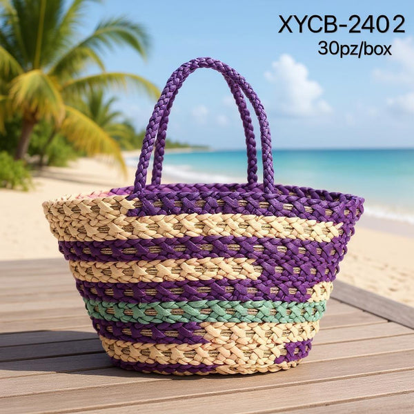 Ariosa – Borsa Coffa Donna in Paglia Naturale Traforata pizzo Grande Vimini Mare Spiaggia Palma Decorata