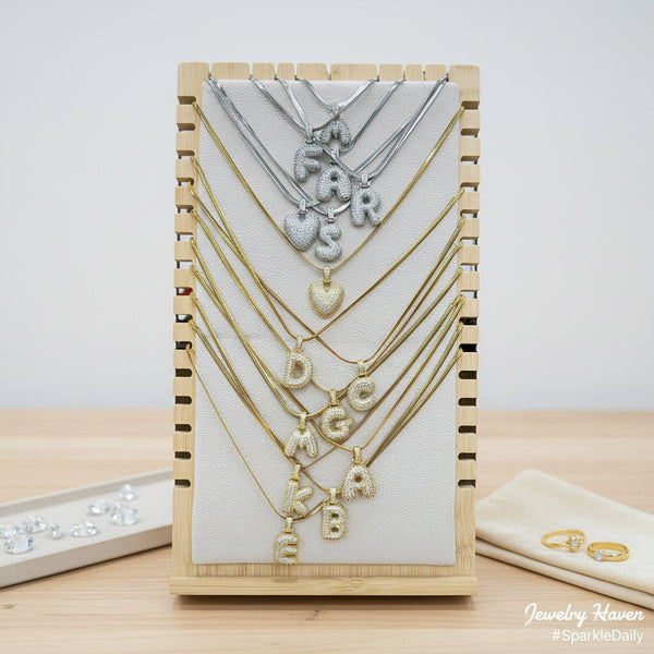 BUNDLE SET Collana a Corda "SNAKE" + 1 Ciondolo Lettera Iniziale "Balloon" con Pavé di Zirconi – Alfabeto Completo