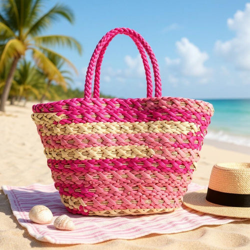 Ariosa – Borsa Coffa Donna in Paglia Naturale Traforata pizzo Grande Vimini Mare Spiaggia Palma Decorata