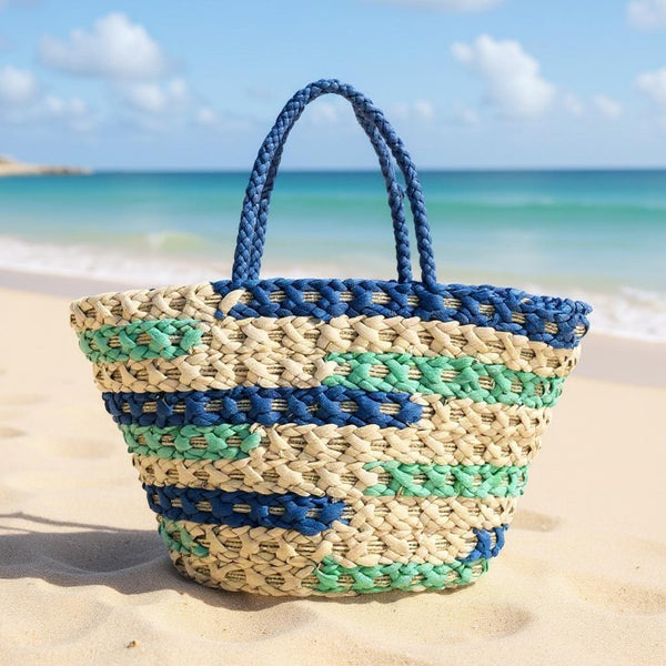 Ariosa – Borsa Coffa Donna in Paglia Naturale Traforata pizzo Grande Vimini Mare Spiaggia Palma Decorata