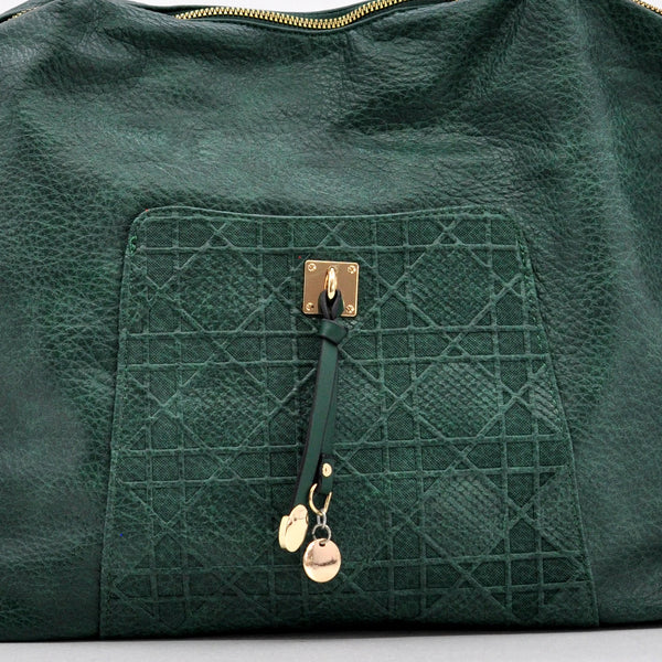 CHARRO - Borsa firmata in simil pelle ricamata trapuntata shopping capiente grande tracolla spalla