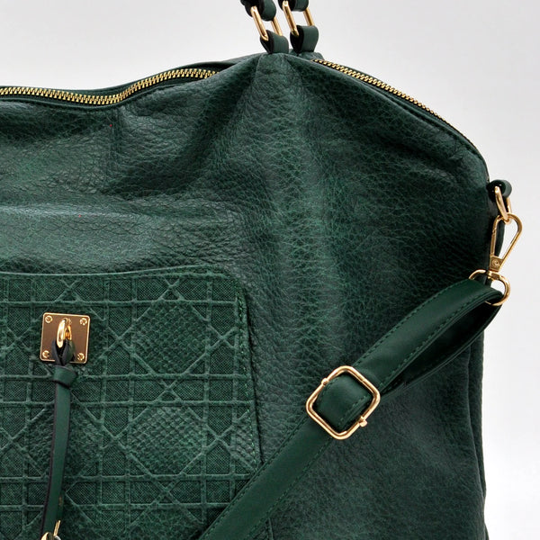 CHARRO - Borsa firmata in simil pelle ricamata trapuntata shopping capiente grande tracolla spalla
