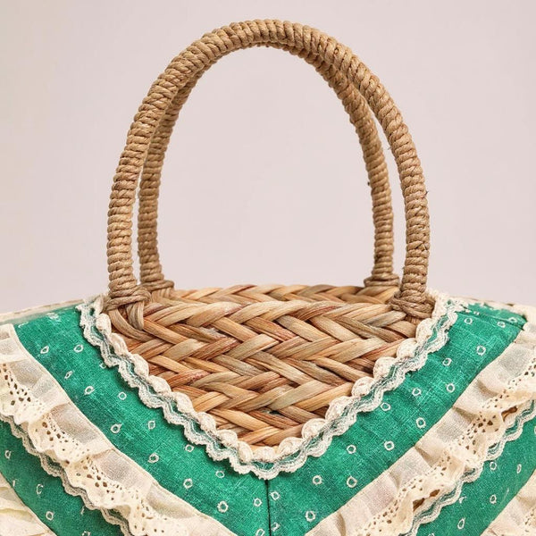 Fiorella – Borsa Coffa Donna in Paglia Naturale Traforata pizzo Grande Vimini Mare Spiaggia Palma Decorata