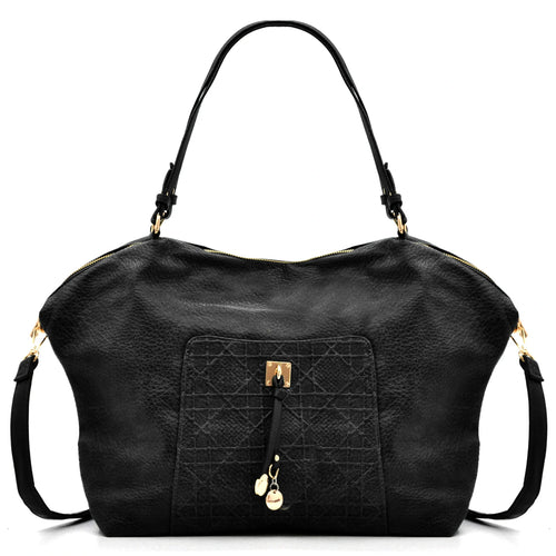 CHARRO - Borsa firmata in simil pelle ricamata trapuntata shopping capiente grande tracolla spalla