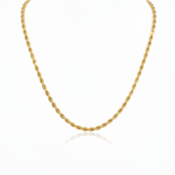 Collana a Corda "Rope Chain" in Acciaio Dorato – Design Intramontabile